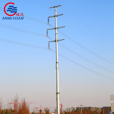 Cột phân phối thép hình nón 33kv Đường dây điện cao thế mạ kẽm