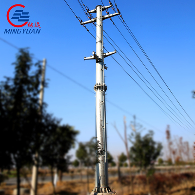 Cột phân phối thép hình nón 33kv Đường dây điện cao thế mạ kẽm