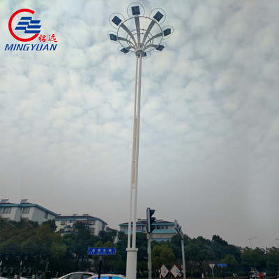 Q345 S355 Cột đèn cột cao có thang Đèn hình ống thép HDG cho sân bay vuông
