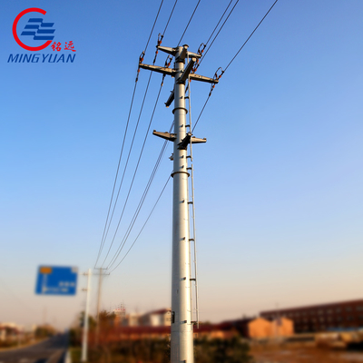 Cột điện tiện ích hình ống bằng kim loại mạ kẽm nhúng nóng Q355B cho đường dây phân phối 60m