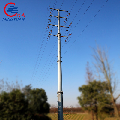 Cột điện tiện ích hình ống bằng kim loại mạ kẽm nhúng nóng Q355B cho đường dây phân phối 60m