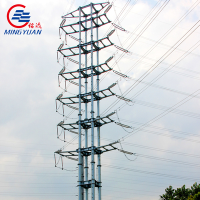 Cột điện tiện ích hình ống bằng kim loại mạ kẽm nhúng nóng Q355B cho đường dây phân phối 60m