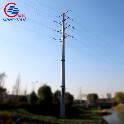 Tháp thép điện 11kV 33kV Cột tiện ích Phân phối truyền dẫn Hình ống kim loại
